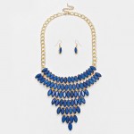 Navy Blue Marquise Stone Cascade Necklace